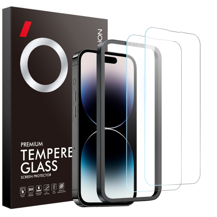 For iPhone 14 Pro NORTHJO 2pcs A++ Screen Protector Tempered Glass Film with Installation Frame - iPhone 14 Pro Tempered Glass by NORTHJO | Online Shopping UK | buy2fix