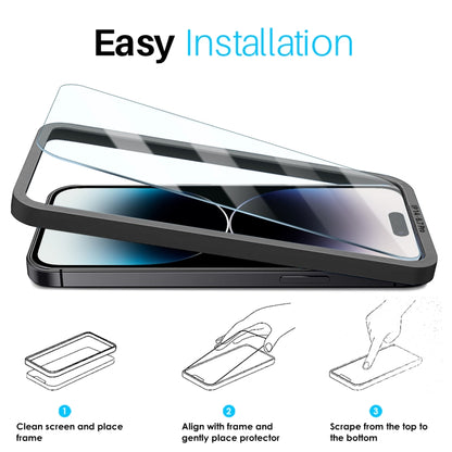 For iPhone 14 Pro Max NORTHJO 2pcs A++ Screen Protector Tempered Glass Film with Installation Frame - iPhone 14 Pro Max Tempered Glass by NORTHJO | Online Shopping UK | buy2fix