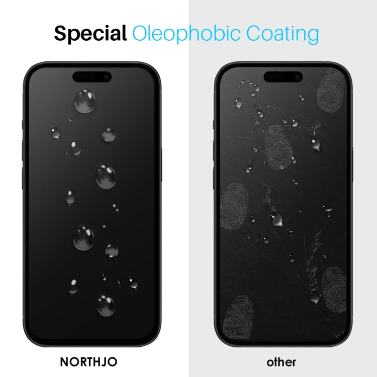 For iPhone 15 Pro NORTHJO 2pcs A++ Screen Protector Tempered Glass Film with Installation Frame - iPhone 15 Pro Tempered Glass by NORTHJO | Online Shopping UK | buy2fix