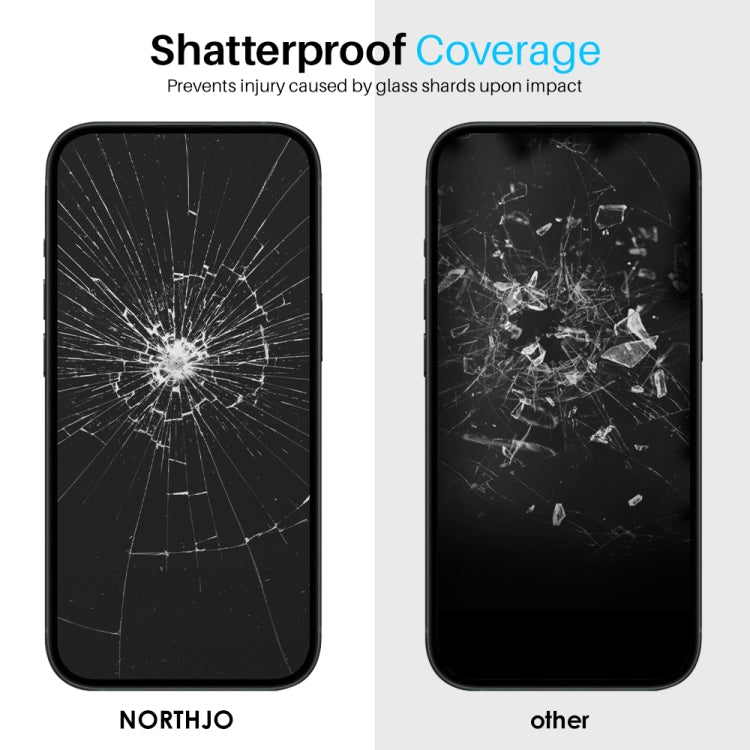 For iPhone 15 Pro NORTHJO 2pcs A++ Screen Protector Tempered Glass Film with Installation Frame - iPhone 15 Pro Tempered Glass by NORTHJO | Online Shopping UK | buy2fix