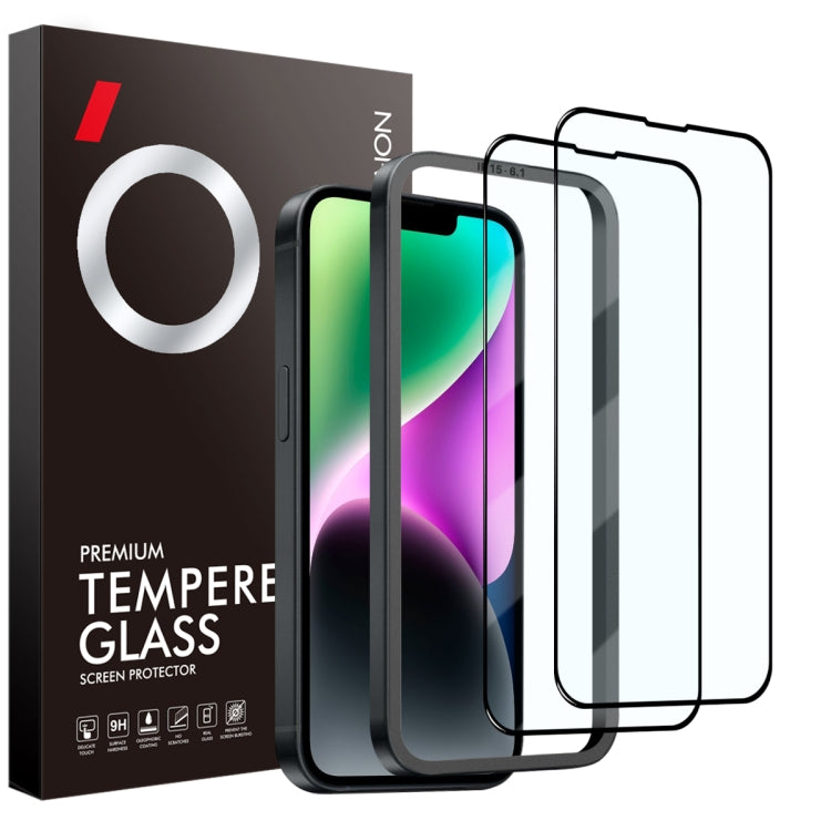 For iPhone 14 Plus NORTHJO 2pcs A++ Tempered Glass Film with Installation Frame - iPhone 14 Plus Tempered Glass by NORTHJO | Online Shopping UK | buy2fix