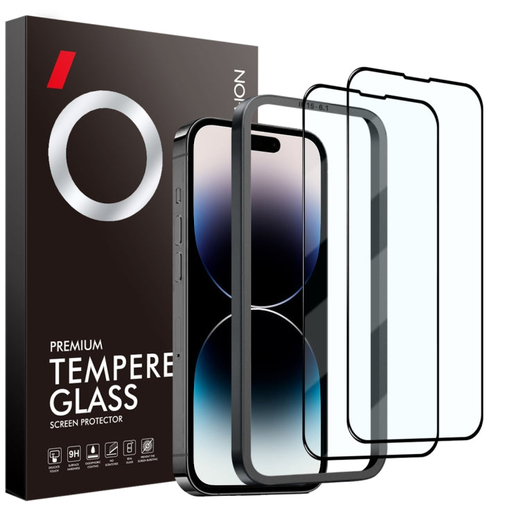 For iPhone 14 Pro Max NORTHJO 2pcs A++ Tempered Glass Film with Installation Frame - iPhone 14 Pro Max Tempered Glass by NORTHJO | Online Shopping UK | buy2fix