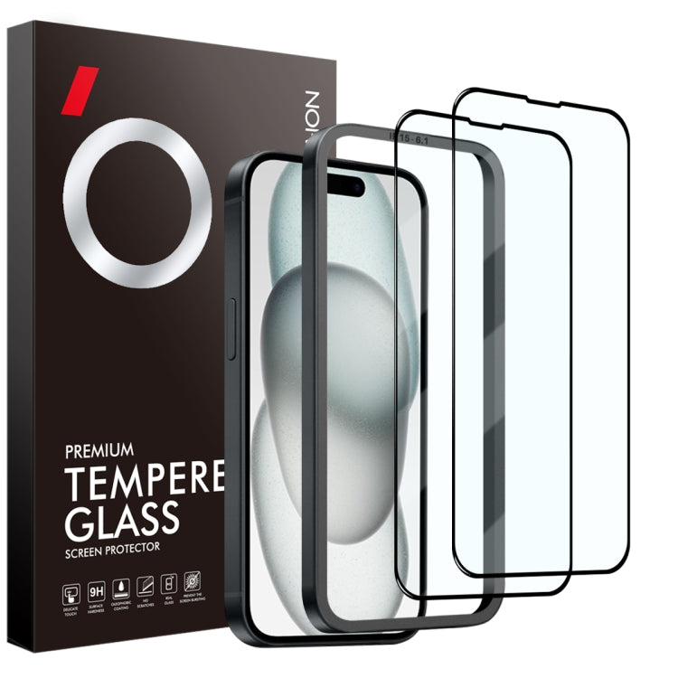 For iPhone 15 Plus NORTHJO 2pcs A++ Tempered Glass Film with Installation Frame - iPhone 15 Plus Tempered Glass by NORTHJO | Online Shopping UK | buy2fix