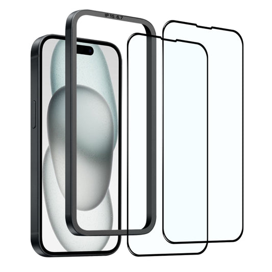 For iPhone 15 Plus NORTHJO 2pcs A++ Tempered Glass Film with Installation Frame - iPhone 15 Plus Tempered Glass by NORTHJO | Online Shopping UK | buy2fix