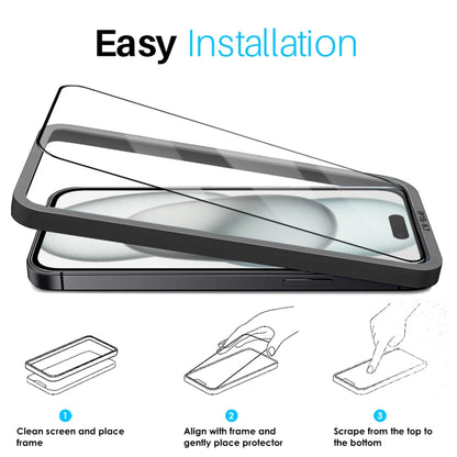 For iPhone 15 Plus NORTHJO 2pcs A++ Tempered Glass Film with Installation Frame - iPhone 15 Plus Tempered Glass by NORTHJO | Online Shopping UK | buy2fix