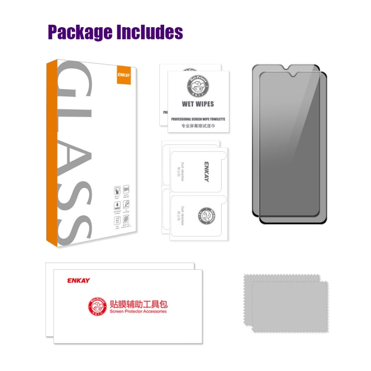 For OPPO A18 2pcs ENKAY Hat-Prince 28 Degree Anti-peeping Privacy Silk Print Tempered Glass Film - OPPO Tempered Glass by ENKAY | Online Shopping UK | buy2fix