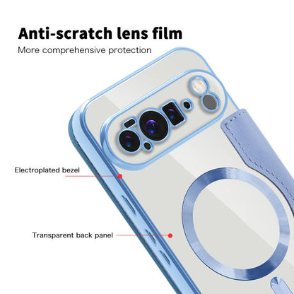 For Google Pixel 10 Pro XL Shield Magsafe RFID Anti-theft Rhombus Leather Phone Case(Blue) - Google Cases by buy2fix | Online Shopping UK | buy2fix