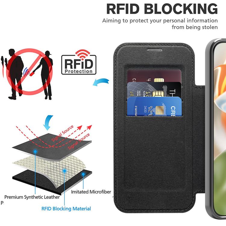 For Google Pixel 10 Pro XL Shield Magsafe RFID Anti-theft Rhombus Leather Phone Case(Black) - Google Cases by buy2fix | Online Shopping UK | buy2fix
