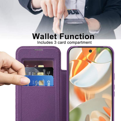 For Google Pixel 10 Pro XL Shield Magsafe RFID Anti-theft Rhombus Leather Phone Case(Purple) - Google Cases by buy2fix | Online Shopping UK | buy2fix