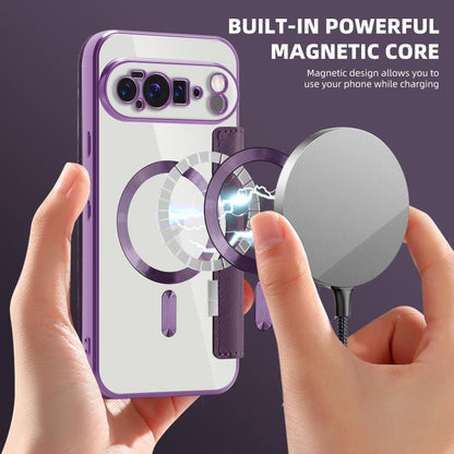 For Google Pixel 10 Pro XL Shield Magsafe RFID Anti-theft Rhombus Leather Phone Case(Purple) - Google Cases by buy2fix | Online Shopping UK | buy2fix