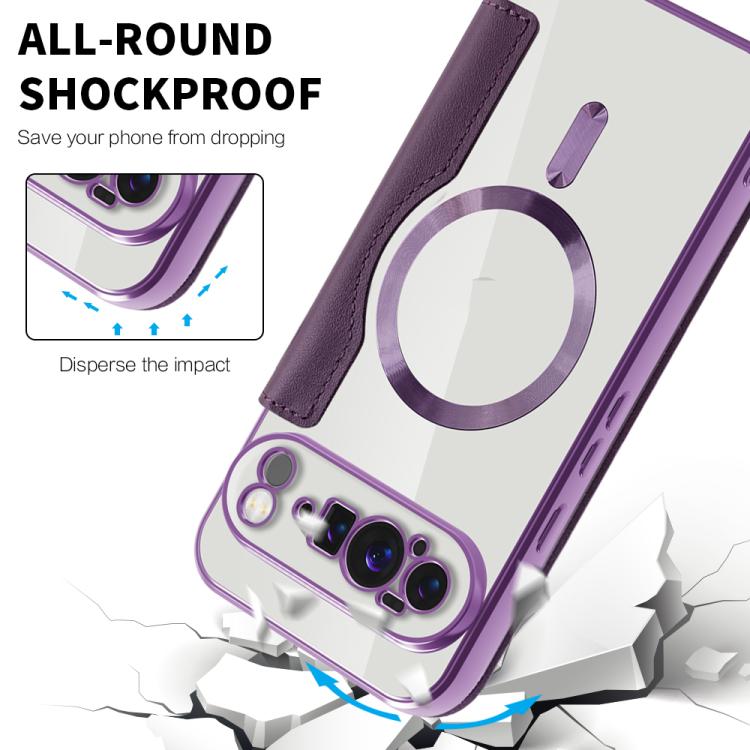 For Google Pixel 10 Pro XL Shield Magsafe RFID Anti-theft Rhombus Leather Phone Case(Purple) - Google Cases by buy2fix | Online Shopping UK | buy2fix