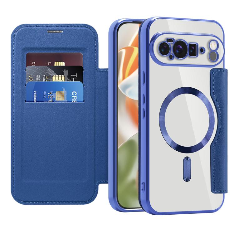 For Google Pixel 10 Pro XL Shield Magsafe RFID Anti-theft Rhombus Leather Phone Case(Dark Blue) - Google Cases by buy2fix | Online Shopping UK | buy2fix