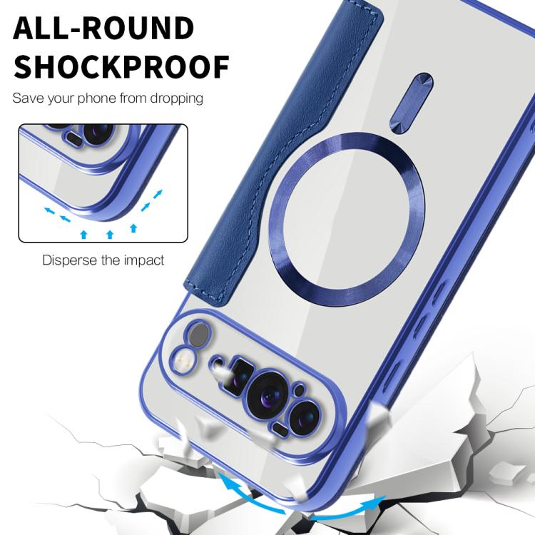 For Google Pixel 10 Pro XL Shield Magsafe RFID Anti-theft Rhombus Leather Phone Case(Dark Blue) - Google Cases by buy2fix | Online Shopping UK | buy2fix