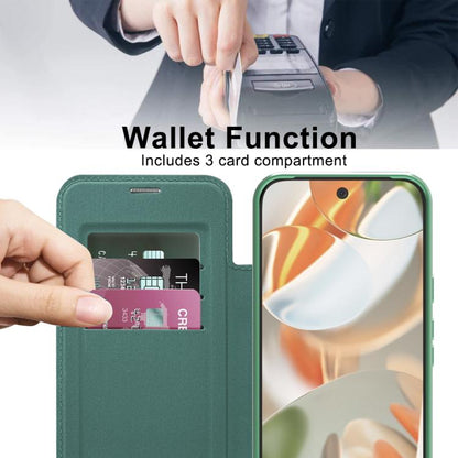 For Google Pixel 10 Pro XL Shield Magsafe RFID Anti-theft Rhombus Leather Phone Case(Green) - Google Cases by buy2fix | Online Shopping UK | buy2fix