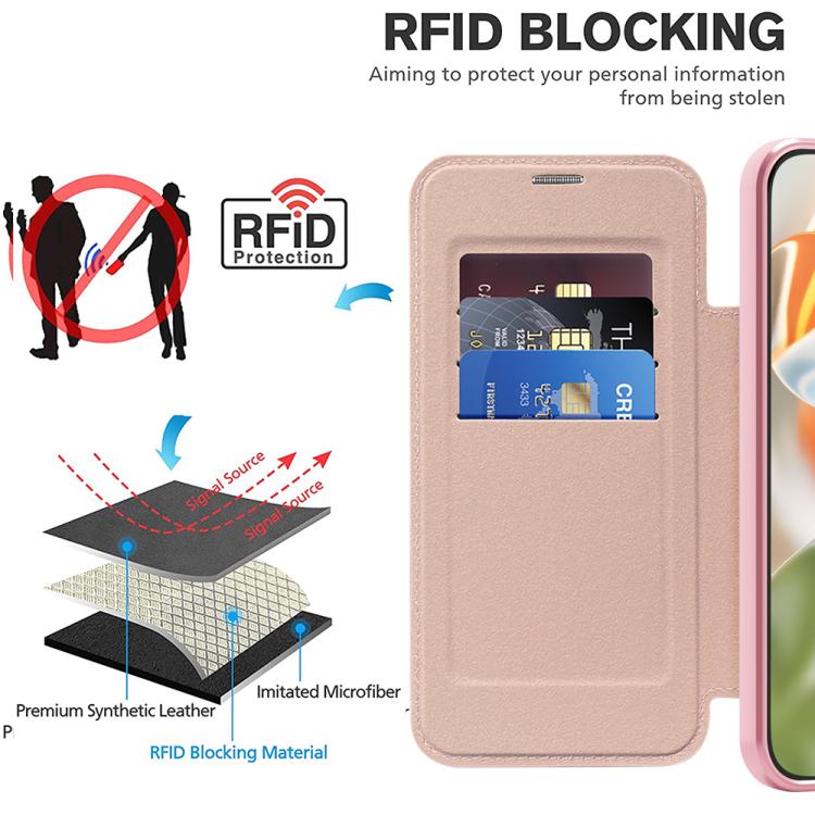 For Google Pixel 10 Pro XL Shield Magsafe RFID Anti-theft Rhombus Leather Phone Case(Pink) - Google Cases by buy2fix | Online Shopping UK | buy2fix