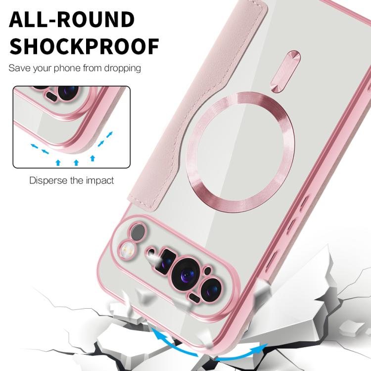 For Google Pixel 10 Pro XL Shield Magsafe RFID Anti-theft Rhombus Leather Phone Case(Pink) - Google Cases by buy2fix | Online Shopping UK | buy2fix