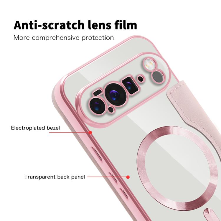 For Google Pixel 10 Pro XL Shield Magsafe RFID Anti-theft Rhombus Leather Phone Case(Pink) - Google Cases by buy2fix | Online Shopping UK | buy2fix
