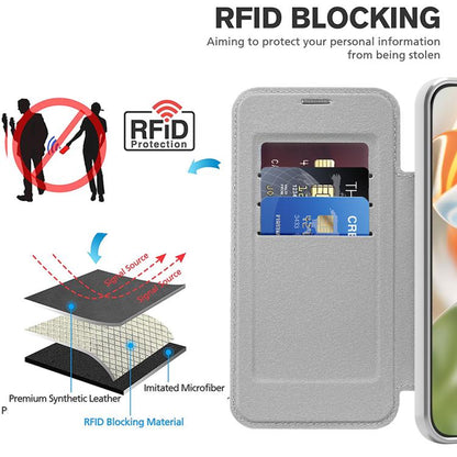 For Google Pixel 10 Pro XL Shield Magsafe RFID Anti-theft Rhombus Leather Phone Case(Grey) - Google Cases by buy2fix | Online Shopping UK | buy2fix