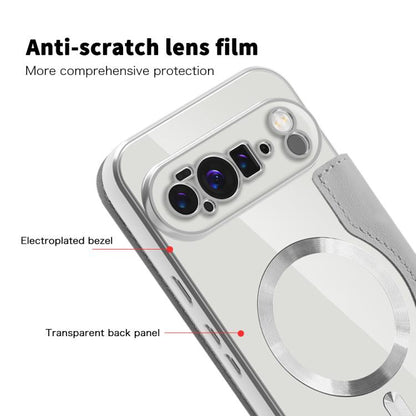 For Google Pixel 10 Pro XL Shield Magsafe RFID Anti-theft Rhombus Leather Phone Case(Grey) - Google Cases by buy2fix | Online Shopping UK | buy2fix