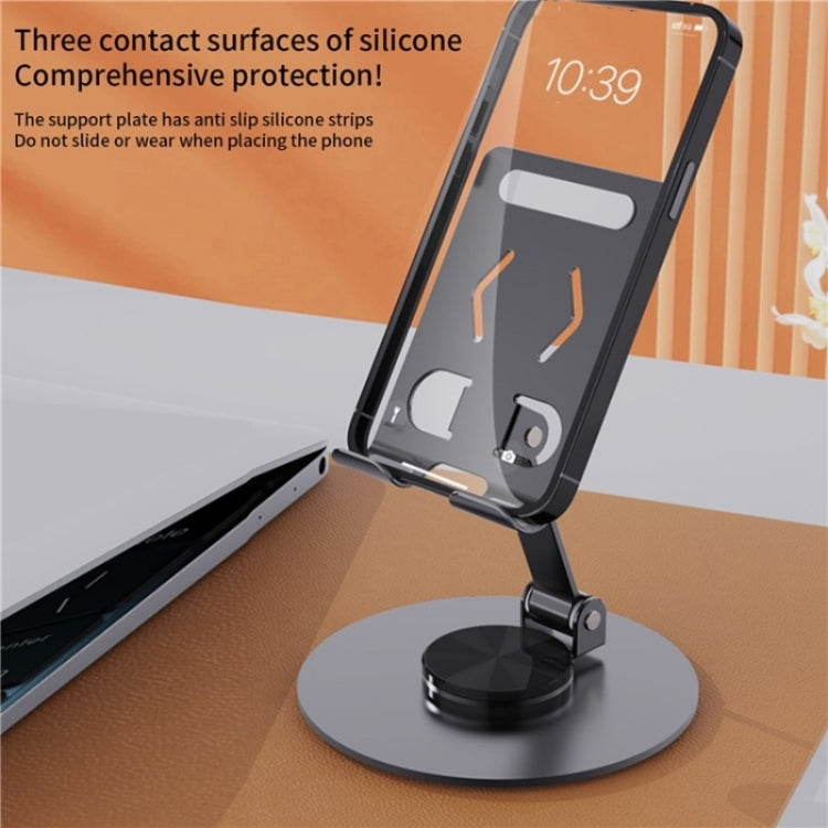 YY-027 360 Degree Rotation Foldable Desktop Phone Tablet Holder(Grey) - Desktop Holder by buy2fix | Online Shopping UK | buy2fix