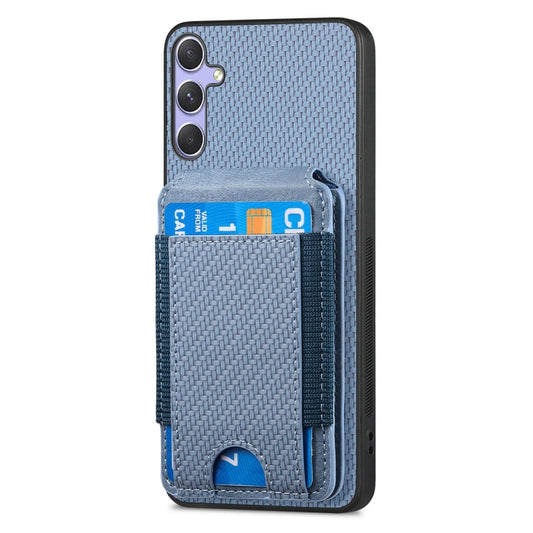 For Samsung Galaxy S25 5G Carbon Fiber Vertical Flip Wallet Stand Phone Case(Blue) by buy2fix