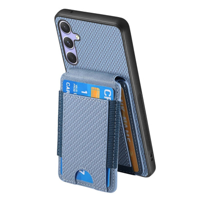 For Samsung Galaxy S25 5G Carbon Fiber Vertical Flip Wallet Stand Phone Case(Blue) - Galaxy S25 5G Cases by buy2fix | Online Shopping UK | buy2fix