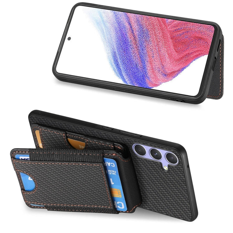 For Samsung Galaxy S25 Ultra 5G Carbon Fiber Vertical Flip Wallet Stand Phone Case(Black) - Galaxy S25 Ultra 5G Cases by buy2fix | Online Shopping UK | buy2fix