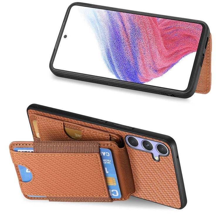 For Samsung Galaxy S25 Ultra 5G Carbon Fiber Vertical Flip Wallet Stand Phone Case(Brown) - Galaxy S25 Ultra 5G Cases by buy2fix | Online Shopping UK | buy2fix