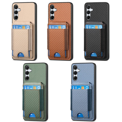 For Samsung Galaxy S25+ 5G Carbon Fiber Vertical Flip Wallet Stand Phone Case(Khaki) - Galaxy S25+ 5G Cases by buy2fix | Online Shopping UK | buy2fix