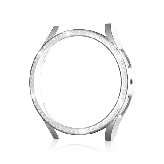 For Samsung Galaxy Watch 7 40mm Single Diamond Hollow PC Watch Protective Case(Silver) by buy2fix