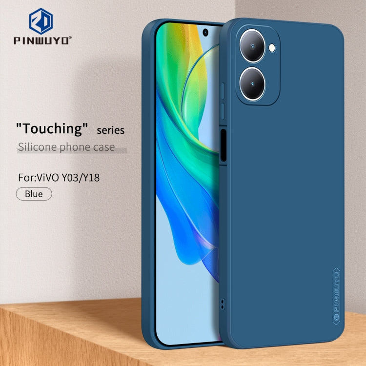 For vivo Y03 / Y18 PINWUYO Sense Series Liquid Silicone TPU Phone Case(Blue) - vivo Cases by PINWUYO | Online Shopping UK | buy2fix