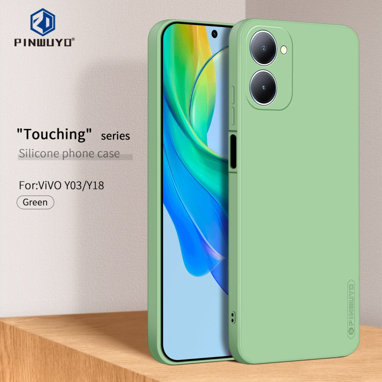 For vivo Y03 / Y18 PINWUYO Sense Series Liquid Silicone TPU Phone Case(Green) - vivo Cases by PINWUYO | Online Shopping UK | buy2fix