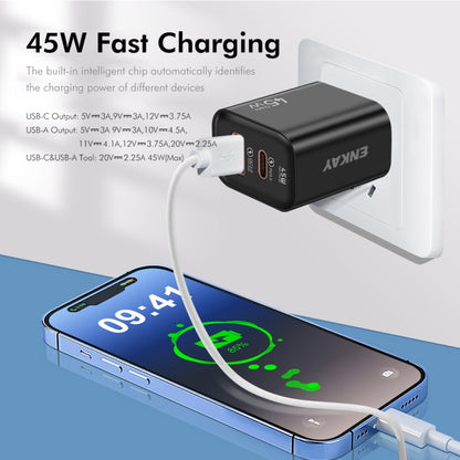 ENKAY FC-001 45W USB-A + USB-C / Type-C Dual Ports Quick Charger, US Plug(White) - USB Charger by ENKAY | Online Shopping UK | buy2fix