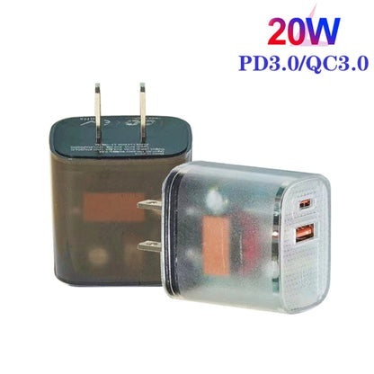 Transparent PD3.0 Type-C + QC3.0 USB Mobile Phone Charger, US Plug(Transparent Gray) - USB Charger by buy2fix | Online Shopping UK | buy2fix