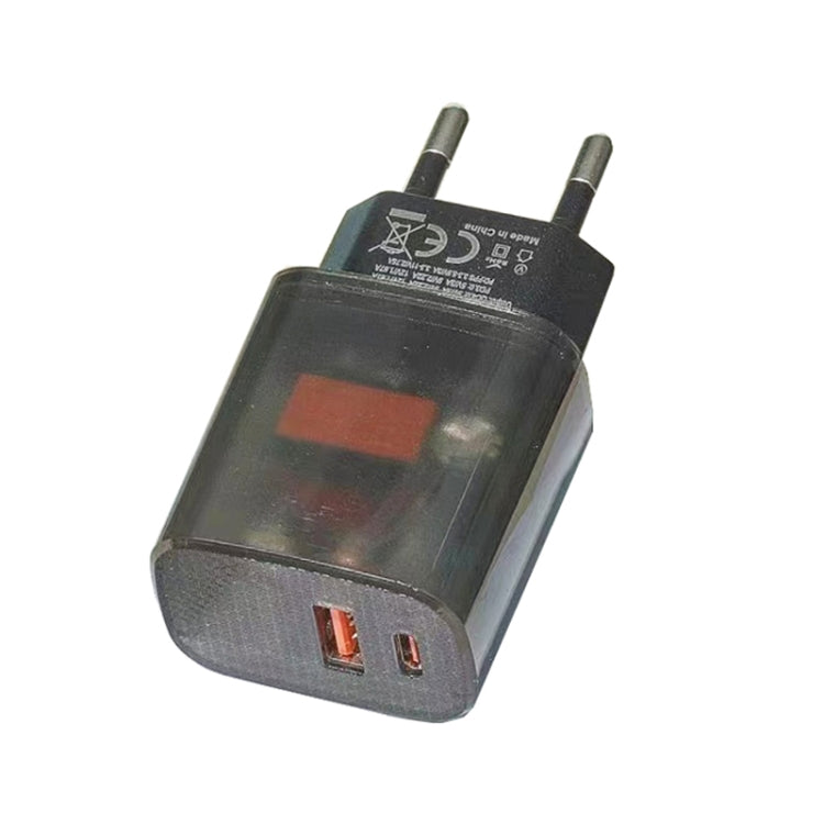 Transparent PD3.0 Type-C + QC3.0 USB Mobile Phone Charger, EU Plug(Transparent Gray) - USB Charger by buy2fix | Online Shopping UK | buy2fix