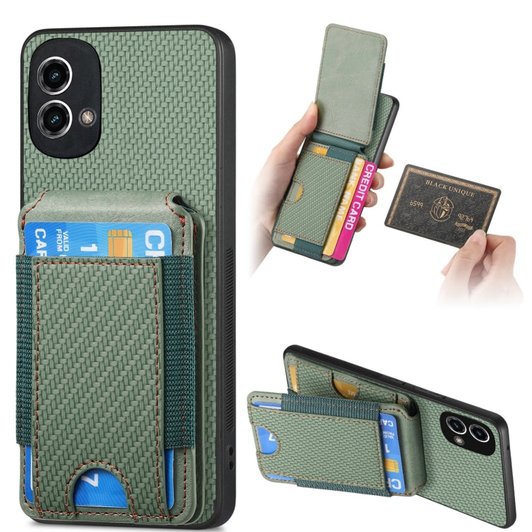 For Motorola Moto G Stylus 5G 2024 Carbon Fiber Vertical Flip Wallet Stand Phone Case(Green) - Motorola Cases by buy2fix | Online Shopping UK | buy2fix