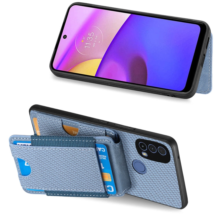 For Motorola Moto G 5G 2024 4G Carbon Fiber Vertical Flip Wallet Stand Phone Case(Blue) - Motorola Cases by buy2fix | Online Shopping UK | buy2fix