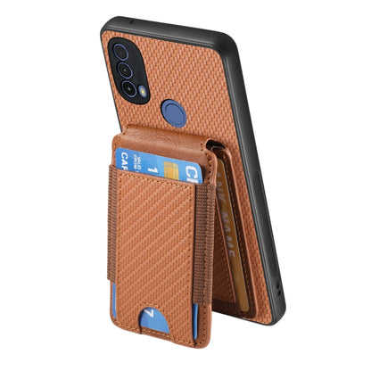For Motorola Moto G Power 2024 5G Carbon Fiber Vertical Flip Wallet Stand Phone Case(Brown) - Motorola Cases by buy2fix | Online Shopping UK | buy2fix