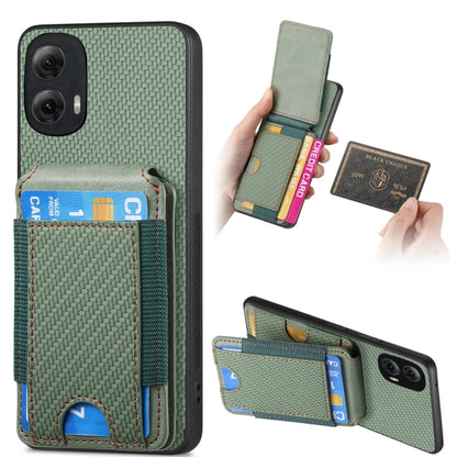 For Motorola Moto G Power 2024 5G Carbon Fiber Vertical Flip Wallet Stand Phone Case(Green) - Motorola Cases by buy2fix | Online Shopping UK | buy2fix