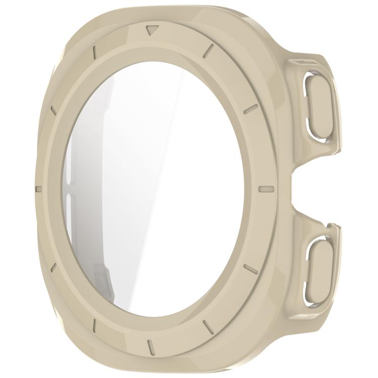 For Samsung Galaxy Watch Ultra 47mm / Ultra 2025 Tempered Film Integrated Waterproof PC Watch Protective Cover(Ivory) by buy2fix