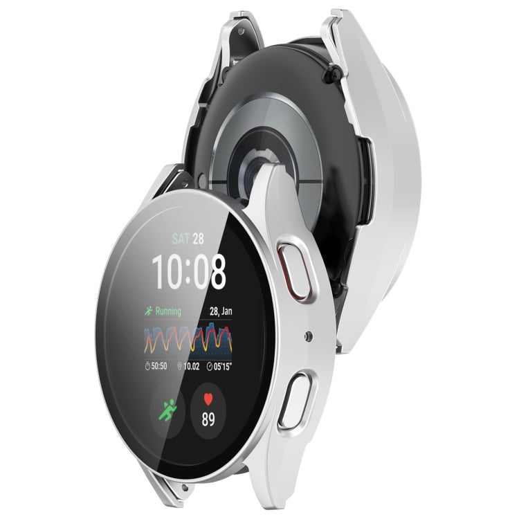 For Samsung Galaxy Watch 7 44mm Tempered Film Integrated Waterproof PC Watch Protective Cover(Silver) by buy2fix