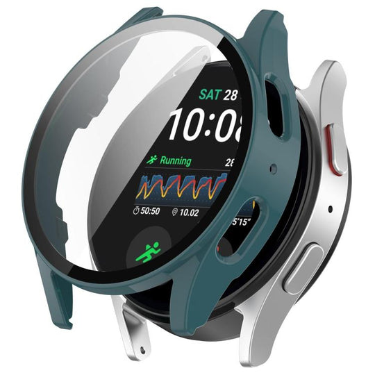 For Galaxy Watch 7 40mm Tempered Film Integrated Waterproof PC Watch Protective Case(Pine Green)