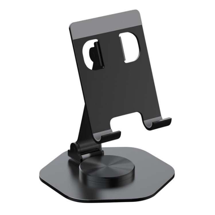 YY-020 360 Degree Rotation Folding Aluminum Alloy Tablet Phone Bracket(Black) - Desktop Holder by buy2fix | Online Shopping UK | buy2fix