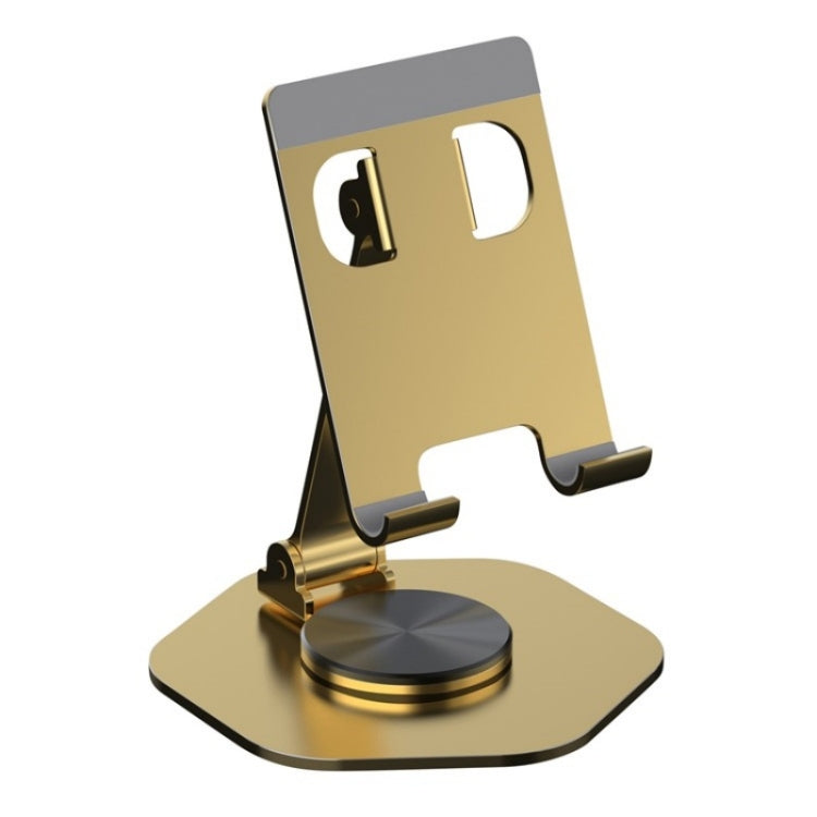 YY-020 360 Degree Rotation Folding Aluminum Alloy Tablet Phone Bracket(Gold) - Desktop Holder by buy2fix | Online Shopping UK | buy2fix