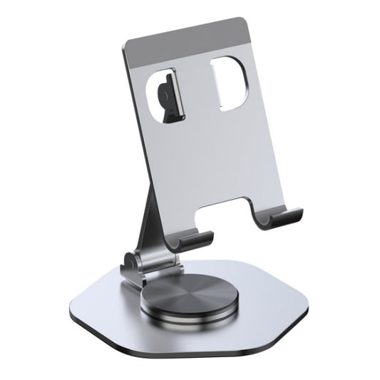 YY-020 360 Degree Rotation Folding Aluminum Alloy Tablet Phone Bracket(Silver) - Desktop Holder by buy2fix | Online Shopping UK | buy2fix