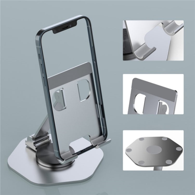 YY-020 360 Degree Rotation Folding Aluminum Alloy Tablet Phone Bracket(Grey) - Desktop Holder by buy2fix | Online Shopping UK | buy2fix
