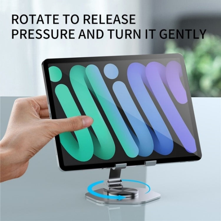 YY-020 360 Degree Rotation Folding Aluminum Alloy Tablet Phone Bracket(Grey) - Desktop Holder by buy2fix | Online Shopping UK | buy2fix