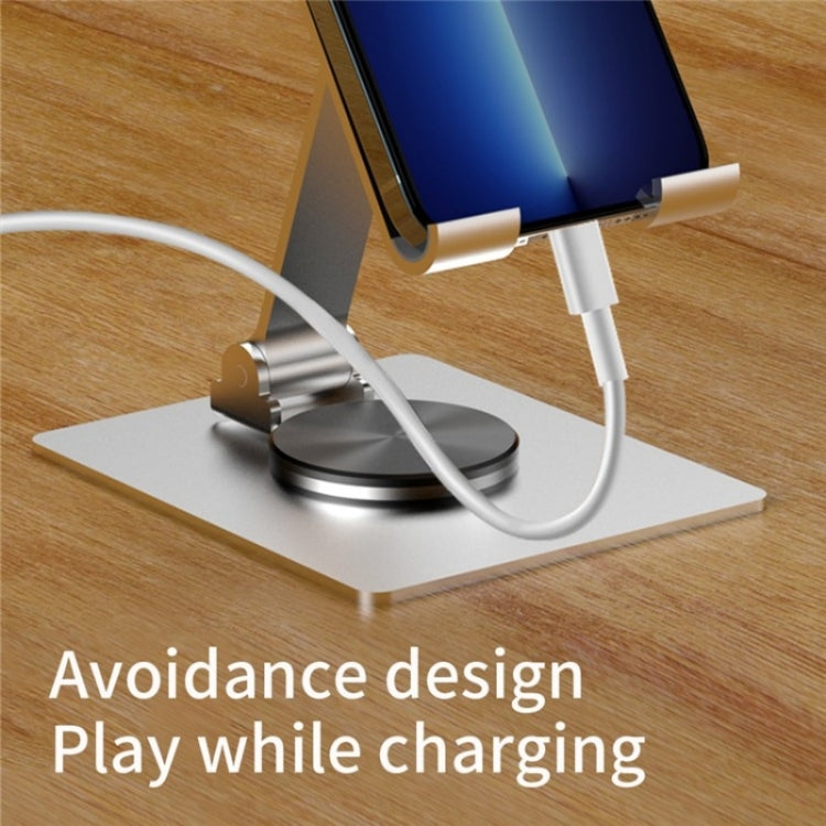 YY-022 360 Degree Rotation Aluminum Alloy Desktop Phone Tablet Holder(Silver) - Desktop Holder by buy2fix | Online Shopping UK | buy2fix