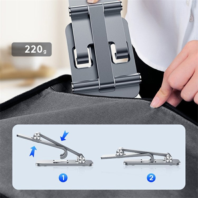 YY-003 Foldable Aluminum Alloy Desktop Tablet Phone Holder(Grey) - Desktop Holder by buy2fix | Online Shopping UK | buy2fix