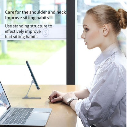 YY-018 Foldable Aluminum Alloy Desktop Phone Tablet Holder(Gold) - Desktop Holder by buy2fix | Online Shopping UK | buy2fix